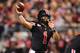 COLUMBUS, OH - OCTOBER 5: Quarterback Justin Fields #1 of the Ohio State Buckeyes throws a 21-yard touchdown pass in the second quarter against the Michigan State Spartans at Ohio Stadium on October 5, 2019 in Columbus, Ohio. (Photo by Jamie Sabau/Getty Images)