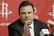 FILE- In this April 19, 2011, file photo, Houston Rockets general manager Daryl Morey discusses the direction of the team with the media during a basketball news conference in Houston, after the decision to part ways with head coach Rick Adelman. (AP Photo/Pat Sullivan, File)