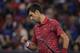 Novak Djokovic of Serbia reacts during his men's singles second round match against Denis Shapovalov of Canada at the Shanghai Masters tennis tournament in Shanghai on October 9, 2019. (Photo by NOEL CELIS / AFP) (Photo by NOEL CELIS/AFP via Getty Images)