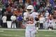 LAWRENCE, KS - NOVEMBER 23: B.J. Foster #25 of the Texas Longhorns in action against the Kansas Jayhawks at Memorial Stadium on November 23, 2018 in Lawrence, Kansas. (Photo by Ed Zurga/Getty Images)