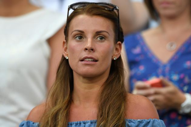 Coleen Rooney, wife of England's forward Wayne Rooney, attends the Euro 2016 round of 16 football match between England and Iceland at the Allianz Riviera stadium in Nice on June 27, 2016.  
England lost 2-1 to Iceland. / AFP / PAUL ELLIS        (Photo credit should read PAUL ELLIS/AFP/Getty Images)
