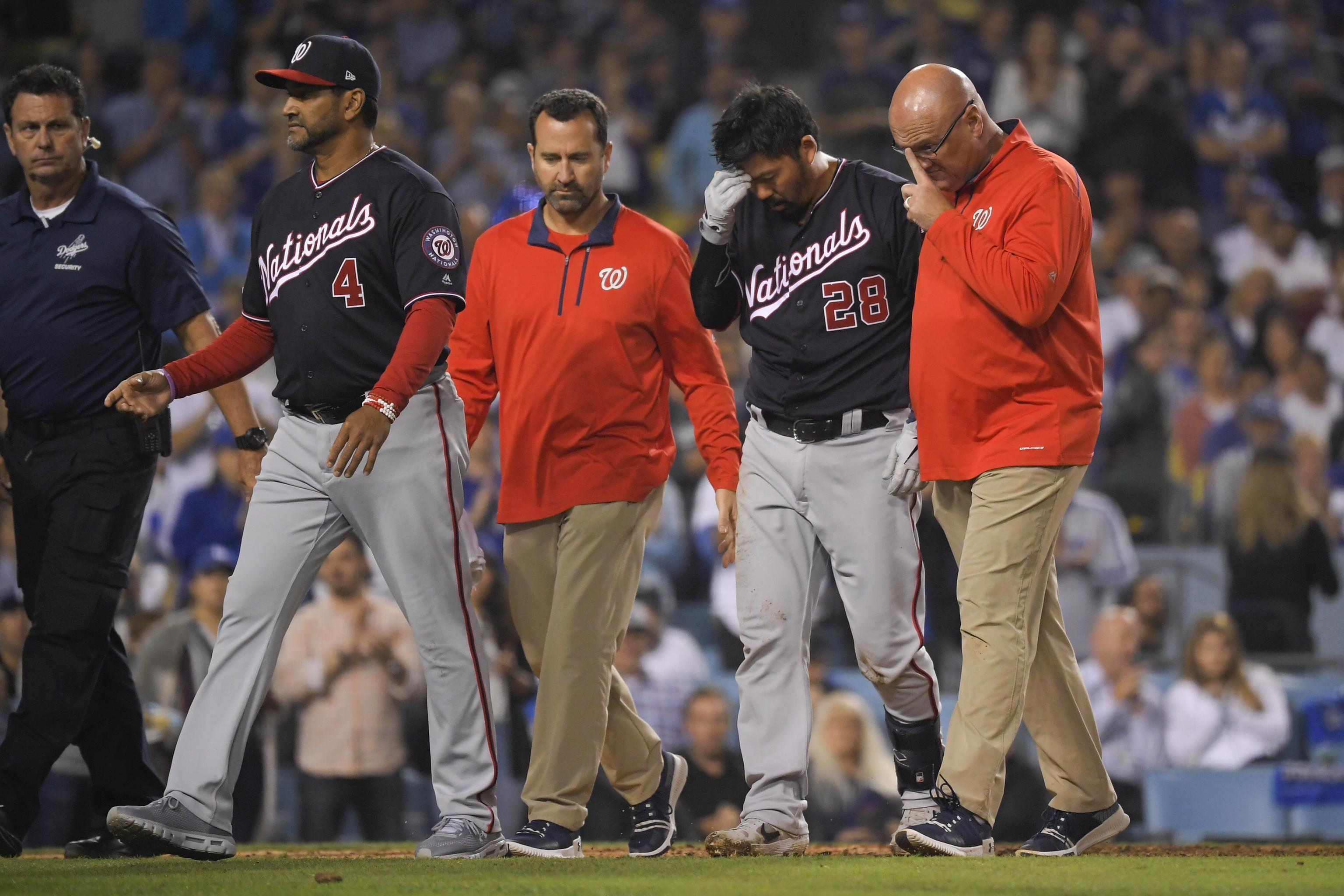 Nationals' Kurt Suzuki Helped off Field After Taking Pitch to Head vs.  Dodgers, News, Scores, Highlights, Stats, and Rumors