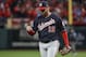 Washington Nationals starting pitcher Anibal Sanchez reacts after getting out of the sixth inning of Game 1 of the baseball National League Championship Series against the St. Louis Cardinals Friday, Oct. 11, 2019, in St. Louis. (AP Photo/Mark Humphrey)