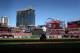 ST LOUIS, MISSOURI - OCTOBER 12: A general view of Busch Stadium as starting pitcher Max Scherzer #31 of the Washington Nationals delivers a pitch in the first inning of game two of the National League Championship Series against the St. Louis Cardinals on October 12, 2019 in St Louis, Missouri. (Photo by Jamie Squire/Getty Images)