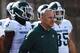 MADISON, WISCONSIN - OCTOBER 12: Head coach Mark Dantonio of the Michigan State Spartans takes the field with his team prior to a game against the Wisconsin Badgers at Camp Randall Stadium on October 12, 2019 in Madison, Wisconsin. (Photo by Stacy Revere/Getty Images)