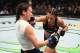 TAMPA, FLORIDA - OCTOBER 12: (R-L) Joanna Jedrzejczyk of Poland punches Michelle Waterson in their women's strawweight bout during the UFC Fight Night event at Amalie Arena on October 12, 2019 in Tampa, Florida. (Photo by Josh Hedges/Zuffa LLC via Getty Images)