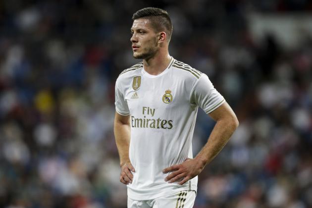MADRID, SPAIN - SEPTEMBER 25: Jovic of Real Madrid during the La Liga Santander  match between Real Madrid v Osasuna at the Santiago Bernabeu on September 25, 2019 in Madrid Spain (Photo by David S. Bustamante/Soccrates/Getty Images)
