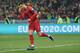Portugal's forward Cristiano Ronaldo celebrates after scoring a goal from the penalty spot during the Euro 2020 football qualification match between Ukraine and Portugal at the NSK Olimpiyskyi stadium in Kiev on October 14, 2019. (Photo by Genya SAVILOV / AFP) (Photo by GENYA SAVILOV/AFP via Getty Images)