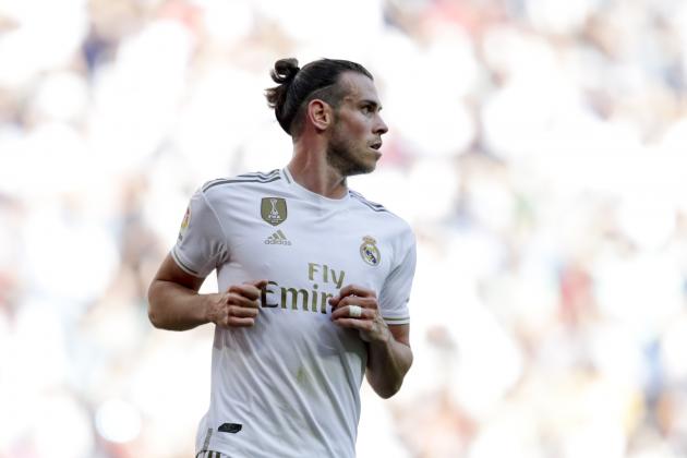 Real Madrid's Gareth Bale plays during the Spanish La Liga soccer match between Real Madrid and Granada at the Santiago Bernarbeu stadium in Madrid, Saturday, Oct. 5, 2019. (AP Photo/Bernat Armangue)