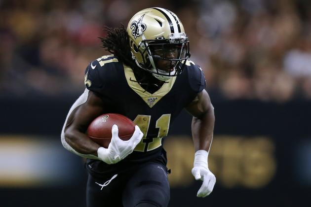 NEW ORLEANS, LOUISIANA - OCTOBER 06: Alvin Kamara #41 of the New Orleans Saints runs with the ball during the second half of a game against the Tampa Bay Buccaneers at the Mercedes Benz Superdome on October 06, 2019 in New Orleans, Louisiana. (Photo by Jonathan Bachman/Getty Images)
