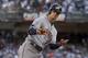 Houston Astros' Josh Reddick (22) reacts after hitting a solo home run against the New York Yankees during the second inning of Game 3 of baseball's American League Championship Series, Tuesday, Oct. 15, 2019, in New York. (AP Photo/Frank Franklin II)