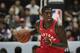 Toronto Raptors' Pascal Siakam dribbles the ball during the first half of an NBA preseason basketball game against the Houston Rockets Tuesday, Oct. 8, 2019, in Saitama, near Tokyo. (AP Photo/Jae C. Hong)