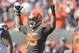 Cleveland Browns defensive end Myles Garrett (95) reacts during an NFL football game against the Seattle Seahawks, Sunday, Oct. 13, 2019, in Cleveland. The Seahawks won 32-28. (AP Photo/David Richard)
