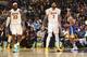 LOS ANGELES, CA - OCTOBER 16: LeBron James #23 and Anthony Davis #3 of the Los Angeles Lakers look on during a pre-season game against the Golden State Warriors on October 16, 2019 at STAPLES Center in Los Angeles, California. NOTE TO USER: User expressly acknowledges and agrees that, by downloading and/or using this Photograph, user is consenting to the terms and conditions of the Getty Images License Agreement. Mandatory Copyright Notice: Copyright 2019 NBAE (Photo by Andrew D. Bernstein/NBAE via Getty Images)
