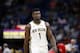 New Orleans Pelicans forward Zion Williamson (1) in the first half of a preseason NBA basketball game against the Utah Jazz in New Orleans, Friday, Oct. 11, 2019. (AP Photo/Tyler Kaufman)