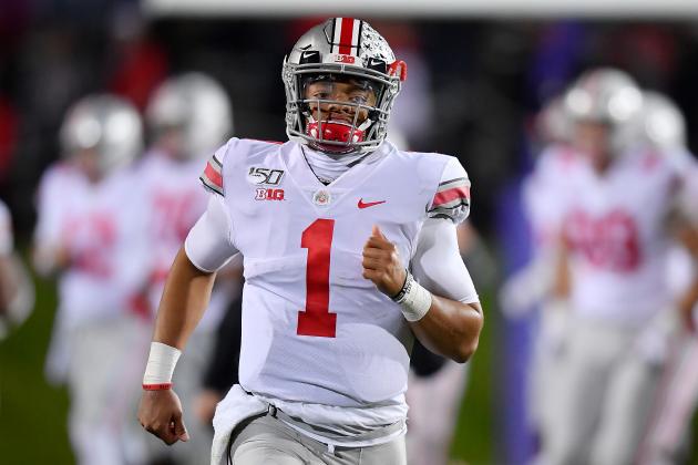 EVANSTON, ILLINOIS - OCTOBER 18: Justin Fields #1 of the Ohio State Buckeyes runs on in the third quarter against the Northwestern Wildcats at Ryan Field on October 18, 2019 in Evanston, Illinois. (Photo by Quinn Harris/Getty Images)