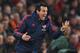 Arsenal's Spanish head coach Unai Emery gestures on the touchline during the English Premier League football match between Sheffield United and Arsenal at Bramall Lane in Sheffield, northern England on October 21, 2019. (Photo by Oli SCARFF / AFP) / RESTRICTED TO EDITORIAL USE. No use with unauthorized audio, video, data, fixture lists, club/league logos or 'live' services. Online in-match use limited to 120 images. An additional 40 images may be used in extra time. No video emulation. Social media in-match use limited to 120 images. An additional 40 images may be used in extra time. No use in betting publications, games or single club/league/player publications. / (Photo by OLI SCARFF/AFP via Getty Images)