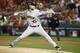 Houston Astros starting pitcher Gerrit Cole throws against the Washington Nationals during the first inning of Game 5 of the baseball World Series Sunday, Oct. 27, 2019, in Washington. (AP Photo/Patrick Semansky)