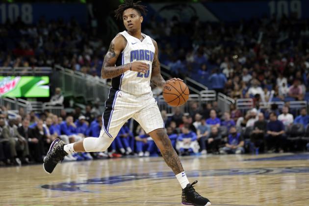 Orlando Magic's Markelle Fultz (20) moves the ball against the Miami Heat during the second half of an NBA preseason basketball game, Thursday, Oct. 17, 2019, in Orlando, Fla. (AP Photo/John Raoux)