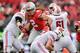 COLUMBUS, OH - OCTOBER 26: Chase Young #2 of the Ohio State Buckeyes pressures the quarterback against the Wisconsin Badgers at Ohio Stadium on October 26, 2019 in Columbus, Ohio. (Photo by Jamie Sabau/Getty Images)
