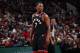 CHICAGO, IL - OCTOBER 26: Kyle Lowry #7 of the Toronto Raptors looks on against the Chicago Bulls on October 26, 2019 at United Center in Chicago, Illinois. NOTE TO USER: User expressly acknowledges and agrees that, by downloading and or using this photograph, User is consenting to the terms and conditions of the Getty Images License Agreement. Mandatory Copyright Notice: Copyright 2019 NBAE (Photo by Jeff Haynes/NBAE via Getty Images)