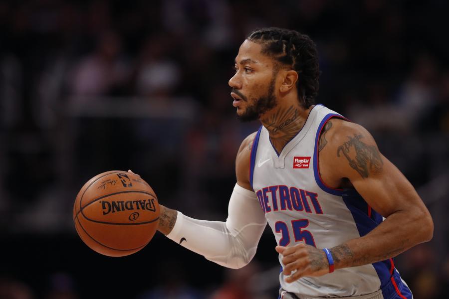 NBA on ESPN - Derrick Rose in these Detroit Pistons throwback