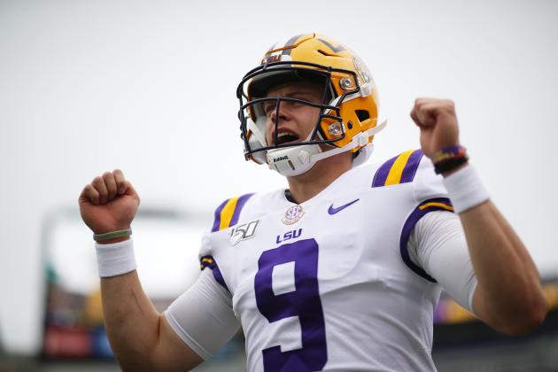 BATON ROUGE, LOUISIANA - OCTOBER 26: Quarterback Joe Burrow #9 of the LSU Tigers in action against the Auburn Tigers at Tiger Stadium on October 26, 2019 in Baton Rouge, Louisiana. (Photo by Chris Graythen/Getty Images)