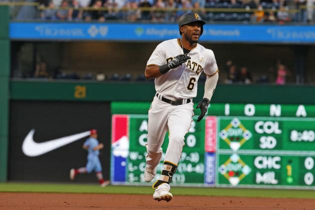 PITTSBURGH, PA - SEPTEMBER 07: Starling Marte #6 of the Pittsburgh Pirates in action against the St Louis Cardinals at PNC Park on September 7, 2019 in Pittsburgh, Pennsylvania. (Photo by Justin K. Aller/Getty Images)