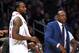 LOS ANGELES, CALIFORNIA - OCTOBER 10: Kawhi Leonard #2 and Doc Rivers of the LA Clippers during a 111-91 Denver Nuggets preseason win at Staples Center on October 10, 2019 in Los Angeles, California. (Photo by Harry How/Getty Images)
