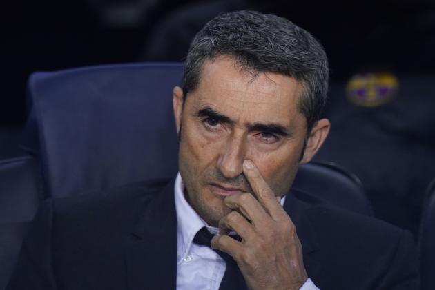 BARCELONA, SPAIN - NOVEMBER 05: Ernesto Valverde, Manager of Barcelona looks on prior the game during the UEFA Champions League group F match between FC Barcelona and Slavia Praha at Camp Nou on November 05, 2019 in Barcelona, Spain. (Photo by Quality Sport Images/Getty Images)