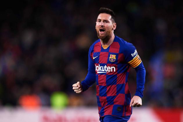 BARCELONA, SPAIN - NOVEMBER 09: Lionel Messi of FC Barcelona celebrates scoring his team's second goal during the La Liga match between FC Barcelona and RC Celta de Vigo at Camp Nou stadium on November 09, 2019 in Barcelona, Spain. (Photo by Alex Caparros/Getty Images)