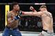 MOSCOW, RUSSIA - NOVEMBER 09: (R-L) Alexander Volkov of Russia punches Greg Hardy in their heavyweight bout during the UFC Fight Night event at CSKA Arena on November 09, 2019 in Moscow, Russia. (Photo by Jeff Bottari/Zuffa LLC via Getty Images)
