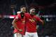 MANCHESTER, ENGLAND - NOVEMBER 10: Marcus Rashford of Manchester United celebrates with teammate Anthony Martial after scoring his team's third goal during the Premier League match between Manchester United and Brighton & Hove Albion at Old Trafford on November 10, 2019 in Manchester, United Kingdom. (Photo by Michael Regan/Getty Images)