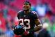 ATLANTA, GA - OCTOBER 27: Brian Hill #23 of the Atlanta Falcons looks on prior to a game against the Seattle Seahawks at Mercedes-Benz Stadium on October 27, 2019 in Atlanta, Georgia. (Photo by Carmen Mandato/Getty Images)
