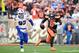 CLEVELAND, OHIO - NOVEMBER 10: Defensive end Trent Murphy #93 of the Buffalo Bills tries to catch quarterback Baker Mayfield #6 of the Cleveland Browns during the first half at FirstEnergy Stadium on November 10, 2019 in Cleveland, Ohio. (Photo by Jason Miller/Getty Images)