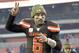 CLEVELAND, OHIO - NOVEMBER 10: Quarterback Baker Mayfield #6 of the Cleveland Browns celebrates as he runs off during the field after the Cleveland Browns defeated the Buffalo Bills at FirstEnergy Stadium on November 10, 2019 in Cleveland, Ohio. The Browns defeated the Bills 19-16. (Photo by Jason Miller/Getty Images)