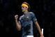 LONDON, ENGLAND - NOVEMBER 11: Alexander Zverev of Germany celebrates in his singles match against Rafael Nadal of Spain during Day Two of the Nitto ATP World Tour Finals at The O2 Arena on November 11, 2019 in London, England. (Photo by Julian Finney/Getty Images)