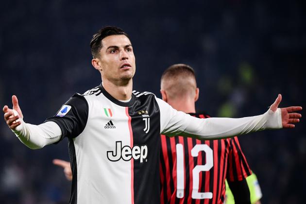 Juventus' Portuguese forward Cristiano Ronaldo reacts during the Italian Serie A football match Juventus vs AC Milan on November 10, 2019 at the Juventus Allianz stadium in Turin. (Photo by Marco Bertorello / AFP) (Photo by MARCO BERTORELLO/AFP via Getty Images)