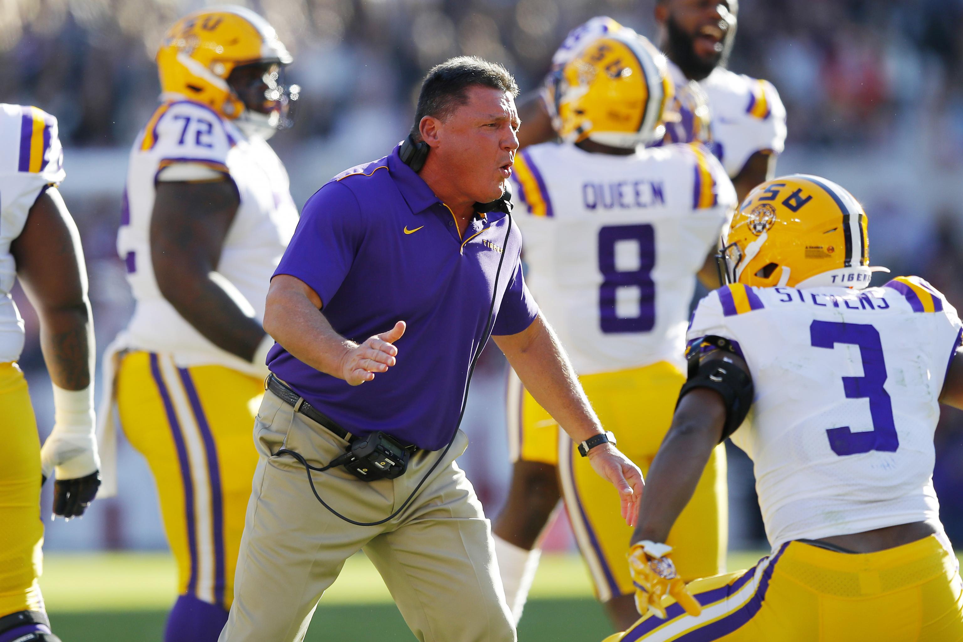 Coach Ed Orgeron Talks to Fans About Hurricane While in Elevator