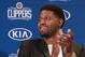 Los Angeles Clippers NBA basketball team introduce Paul George at a press conference at the Green Meadows Recreation Center in Los Angeles, Wednesday, July 23, 2019. (AP Photo/Ringo H.W. Chiu)