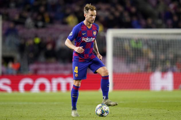 BARCELONA, SPAIN - NOVEMBER 05: Ivan Rakitic of FC Barcelona runs with the ball during the UEFA Champions League group F match between FC Barcelona and Slavia Praha at Camp Nou on November 05, 2019 in Barcelona, Spain. (Photo by Quality Sport Images/Getty Images)