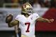 San Francisco 49ers quarterback Colin Kaepernick (7) works against the Atlanta Falcons during the first half of an NFL football game, Sunday, Dec. 18, 2016, in Atlanta. (AP Photo/Butch Dill)