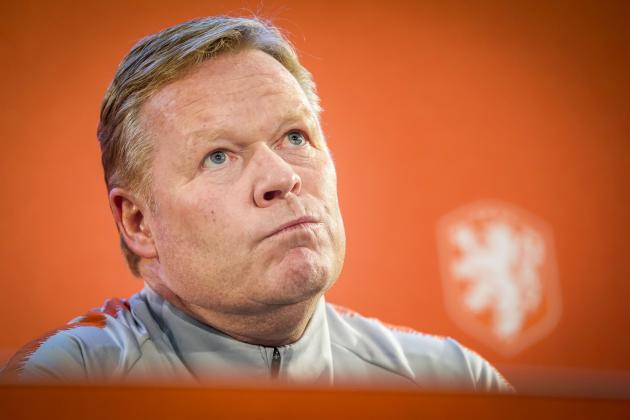 Dutch national football team's coach Ronald Koeman looks on during a press conference ahead to the European Championship qualifying game against Northern Ireland on November 12, 2019  In Zeist. (Photo by Jerry LAMPEN / ANP / AFP) / Netherlands OUT (Photo by JERRY LAMPEN/ANP/AFP via Getty Images)
