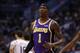 Los Angeles Lakers guard Kentavious Caldwell-Pope (1) in the first half during an NBA basketball game against the Phoenix Suns, Tuesday, Nov. 12, 2019, in Phoenix. (AP Photo/Rick Scuteri)