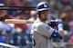 Los Angeles Dodgers' Cody Bellinger stands on deck during a baseball game against the Washington Nationals, Saturday, July 27, 2019, in Washington. (AP Photo/Nick Wass)