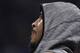 Houston Rockets' Carmelo Anthony watches during the first half of an NBA basketball game against the Indiana Pacers, Monday, Nov. 5, 2018, in Indianapolis. (AP Photo/Darron Cummings)