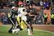CLEVELAND, OHIO - NOVEMBER 14: Quarterback Mason Rudolph #2 of the Pittsburgh Steelers fights with defensive end Myles Garrett #95 of the Cleveland Browns during the second half at FirstEnergy Stadium on November 14, 2019 in Cleveland, Ohio. The Browns defeated the Steelers 21-7. (Photo by Jason Miller/Getty Images)