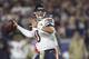 LOS ANGELES, CALIFORNIA - NOVEMBER 17: Quarterback Mitchell Trubisky #10 of the Chicago Bears looks to pass against the Los Angeles Rams at Los Angeles Memorial Coliseum on November 17, 2019 in Los Angeles, California. (Photo by Meg Oliphant/Getty Images)
