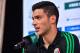 Raul Jiminez of Mexico's World Cup squad responds to questions from journalists during Mexico Media Day on May 25, 2018 in Beverly Hills, California ahead a pre-World Cup soccer friendly against Wales in Pasadena on May 28. - Mexico is drawn in the same first round group at the 2018 World Cup beginning in June with South Korea, Sweden and Germany. (Photo by Frederic J. BROWN / AFP)        (Photo credit should read FREDERIC J. BROWN/AFP via Getty Images)