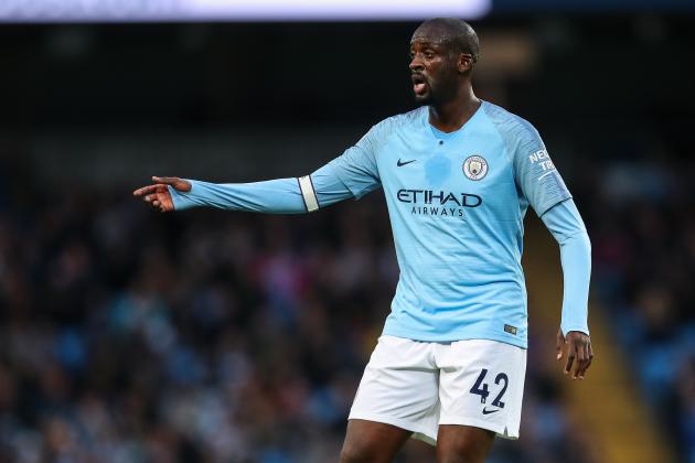 MANCHESTER, ENGLAND - MAY 09: Yaya Toure of Manchester City during the Premier League match between Manchester City and Brighton and Hove Albion at Etihad Stadium on May 9, 2018 in Manchester, England. (Photo by Robbie Jay Barratt - AMA/Getty Images)